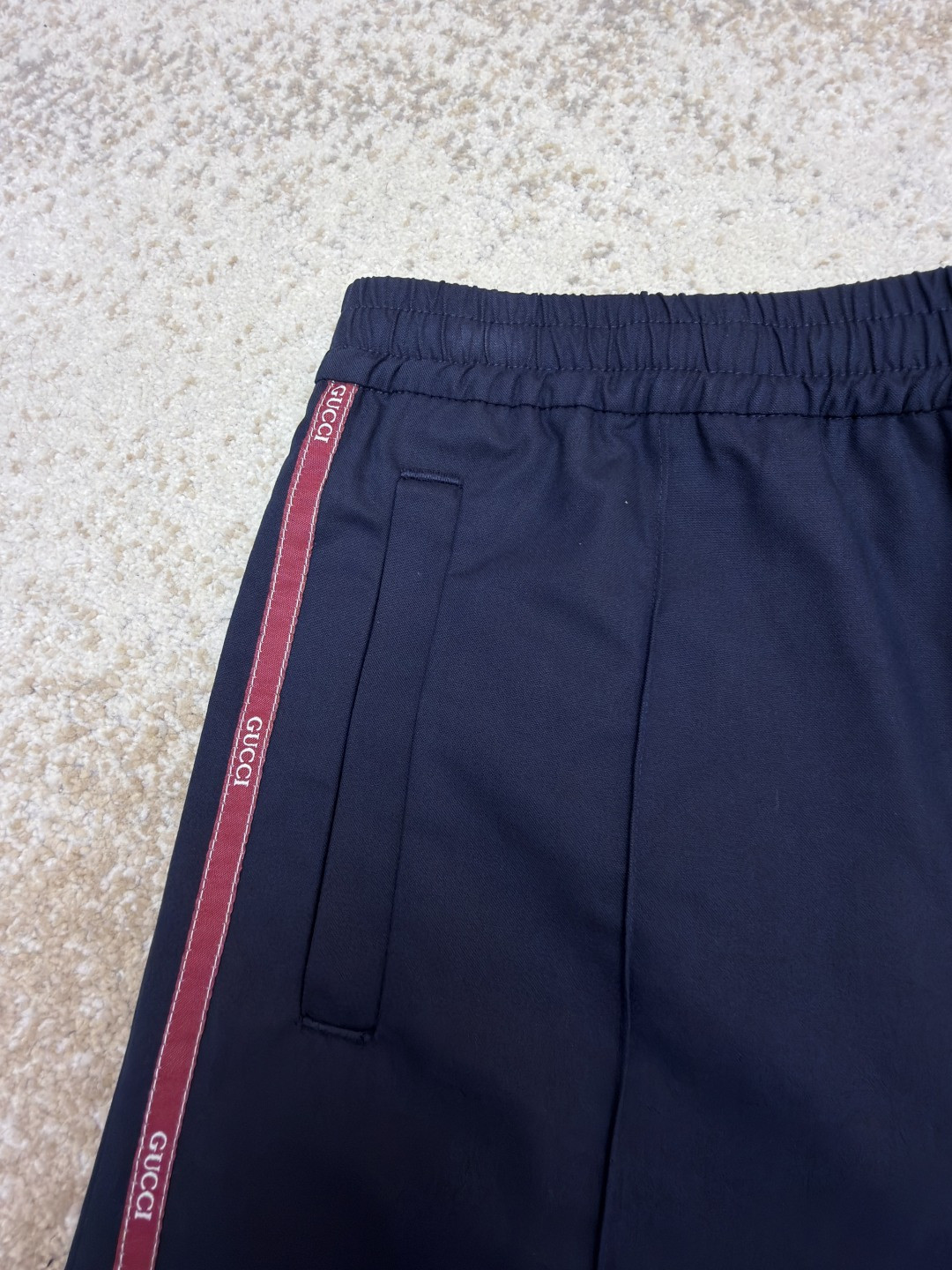 GUCCI 古驰 织带边饰松紧腰休闲裤 运动裤 长裤 裤子 蓝色 B0