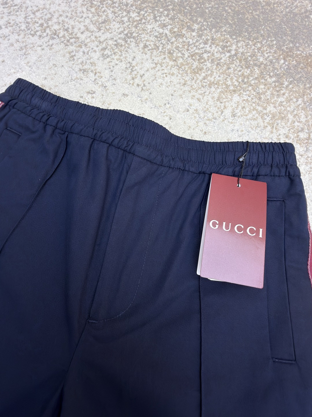 GUCCI 古驰 织带边饰松紧腰休闲裤 运动裤 长裤 裤子 蓝色 B0