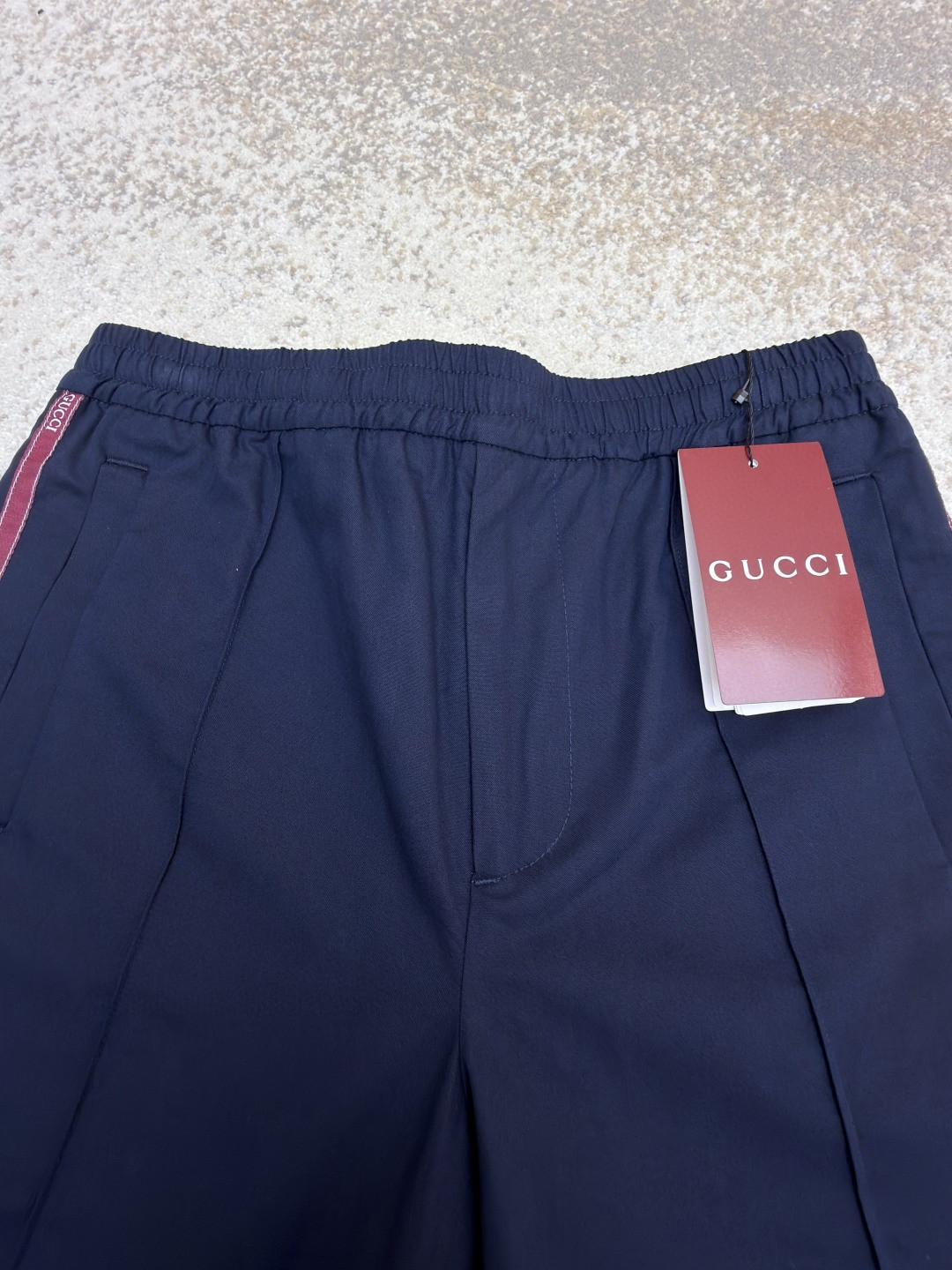 GUCCI 古驰 织带边饰松紧腰休闲裤 运动裤 长裤 裤子 蓝色 B0