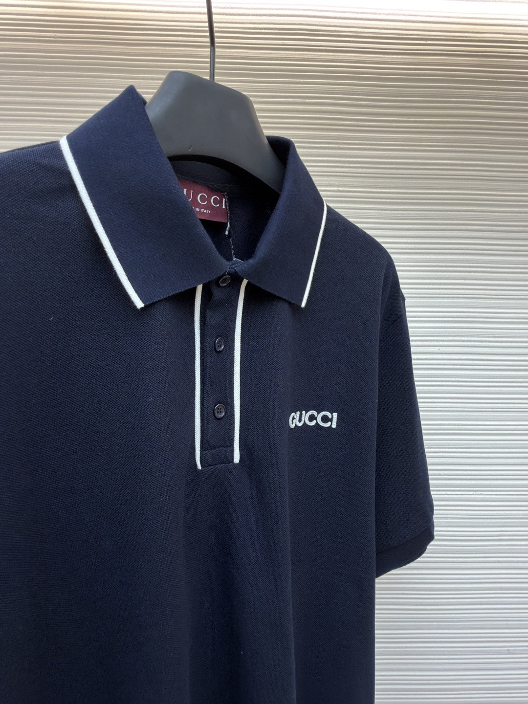 GUCCI 古驰 绣花POLO衫 T恤 夏季 短袖 蓝色 A2 806250-XJG3G-4003