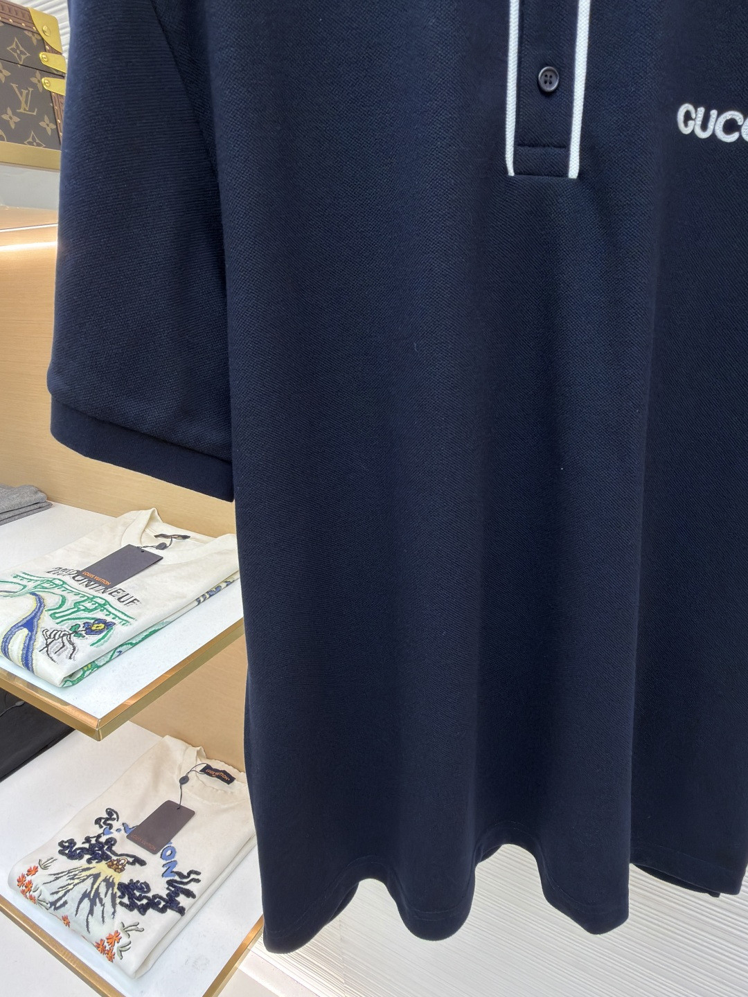 GUCCI 古驰 绣花POLO衫 T恤 夏季 短袖 蓝色 A2 806250-XJG3G-4003