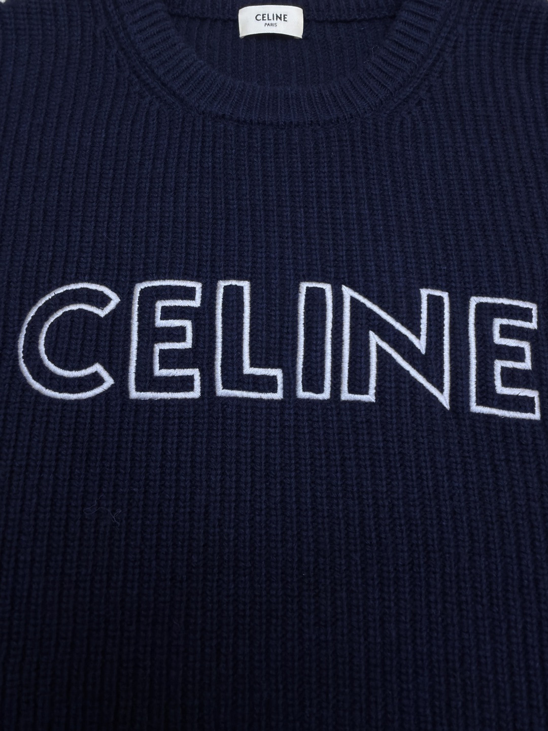CELINE 赛琳 标识圆领毛衣 针织衫 外套 长袖 蓝色 B0