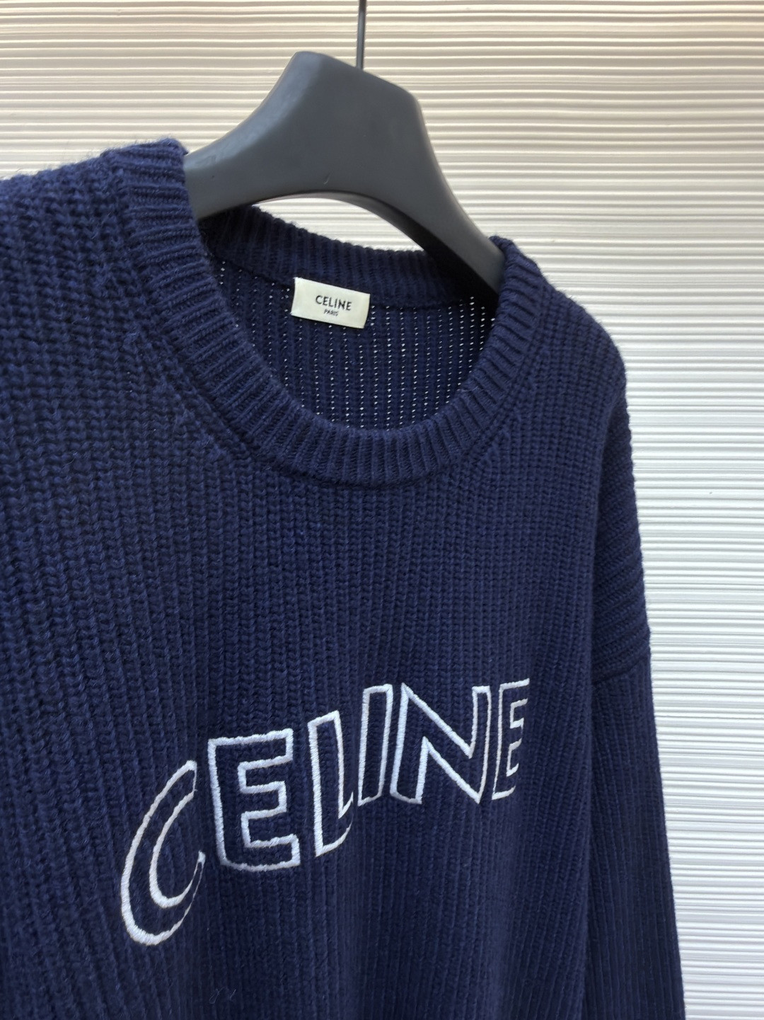 CELINE 赛琳 标识圆领毛衣 针织衫 外套 长袖 蓝色 B0