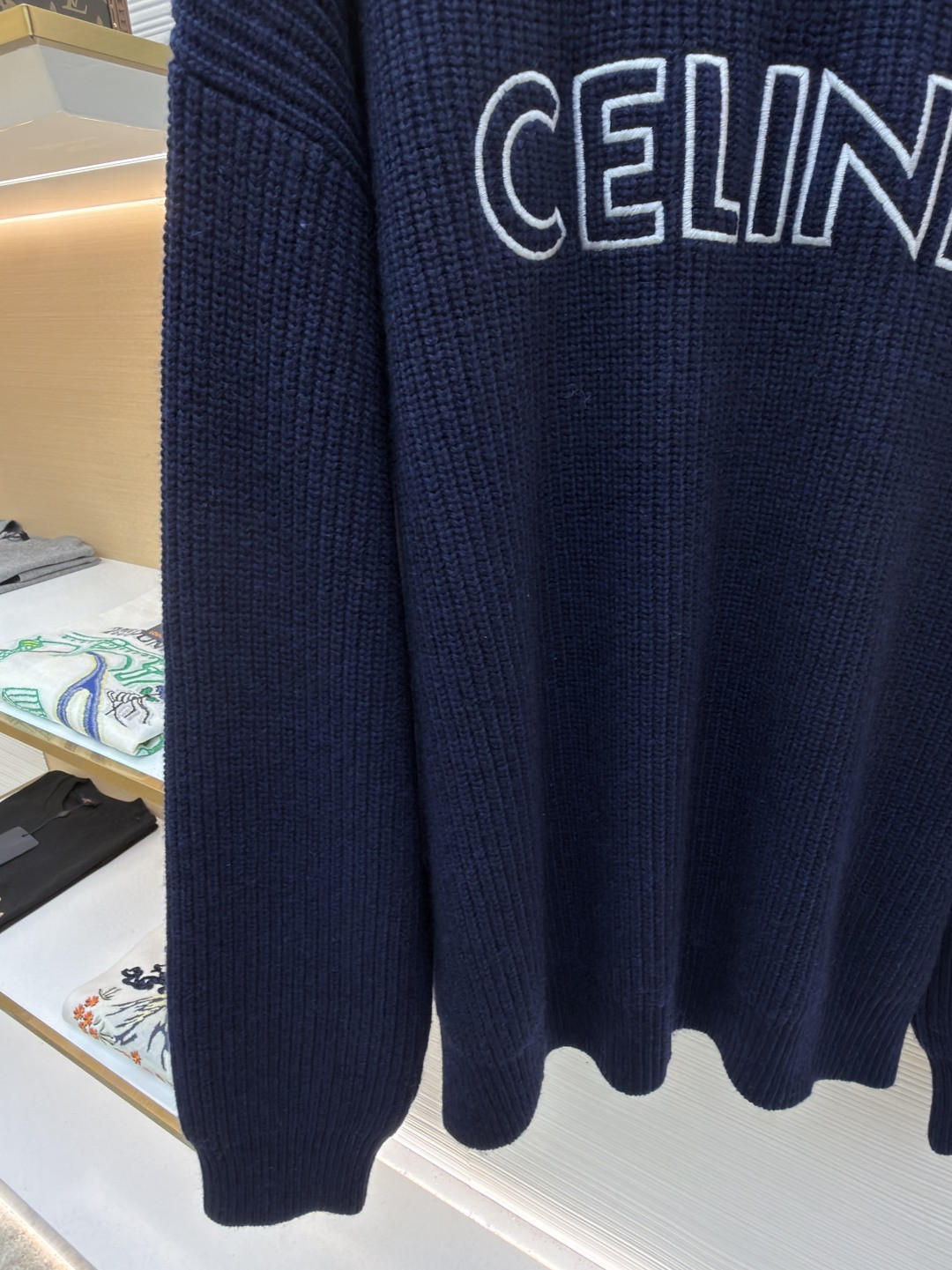 CELINE 赛琳 标识圆领毛衣 针织衫 外套 长袖 蓝色 B0