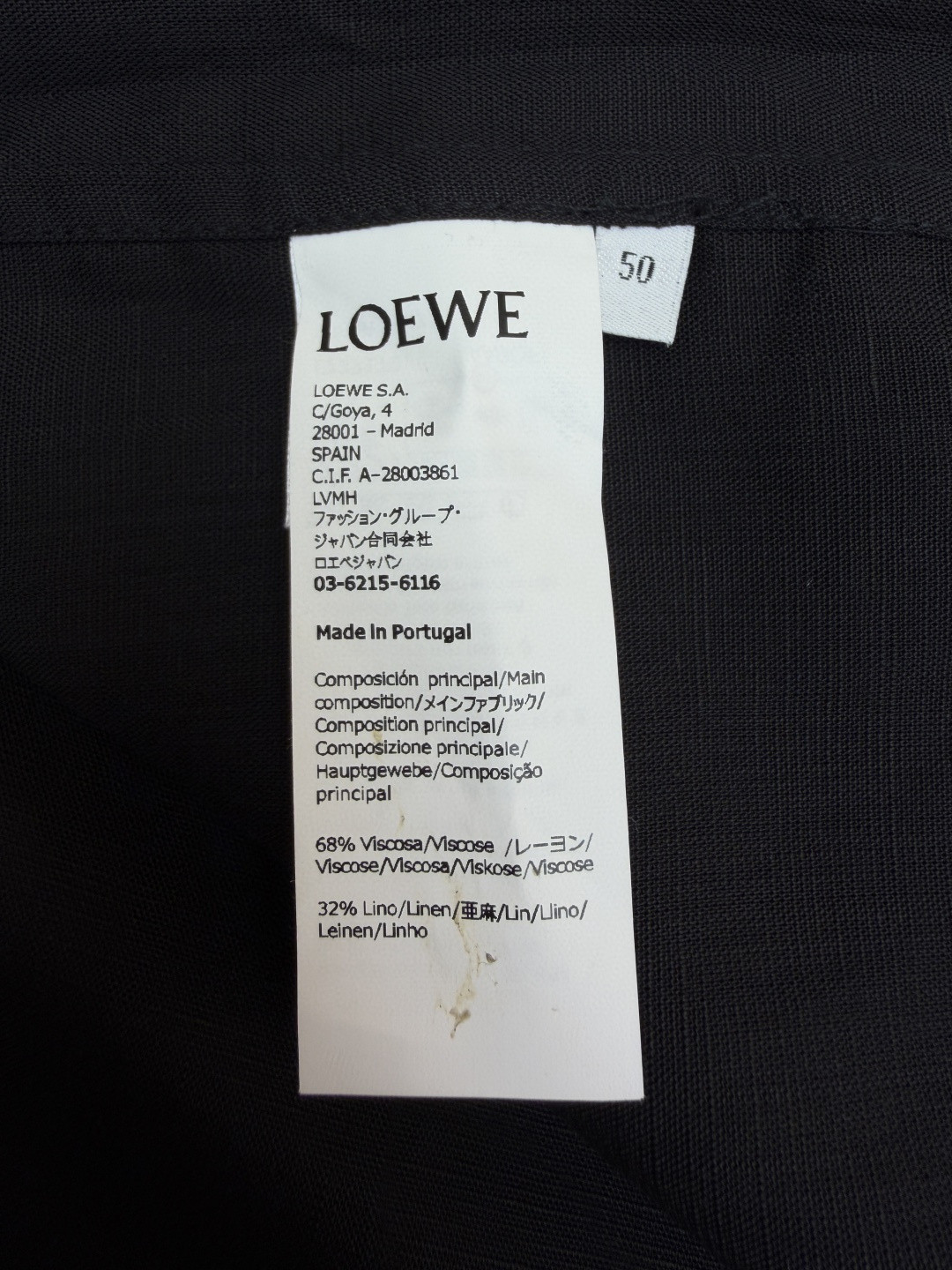 LOEWE 罗意威 绣花亚麻长袖衬衫 外套 黑色 B0 H616Y05X72-1100