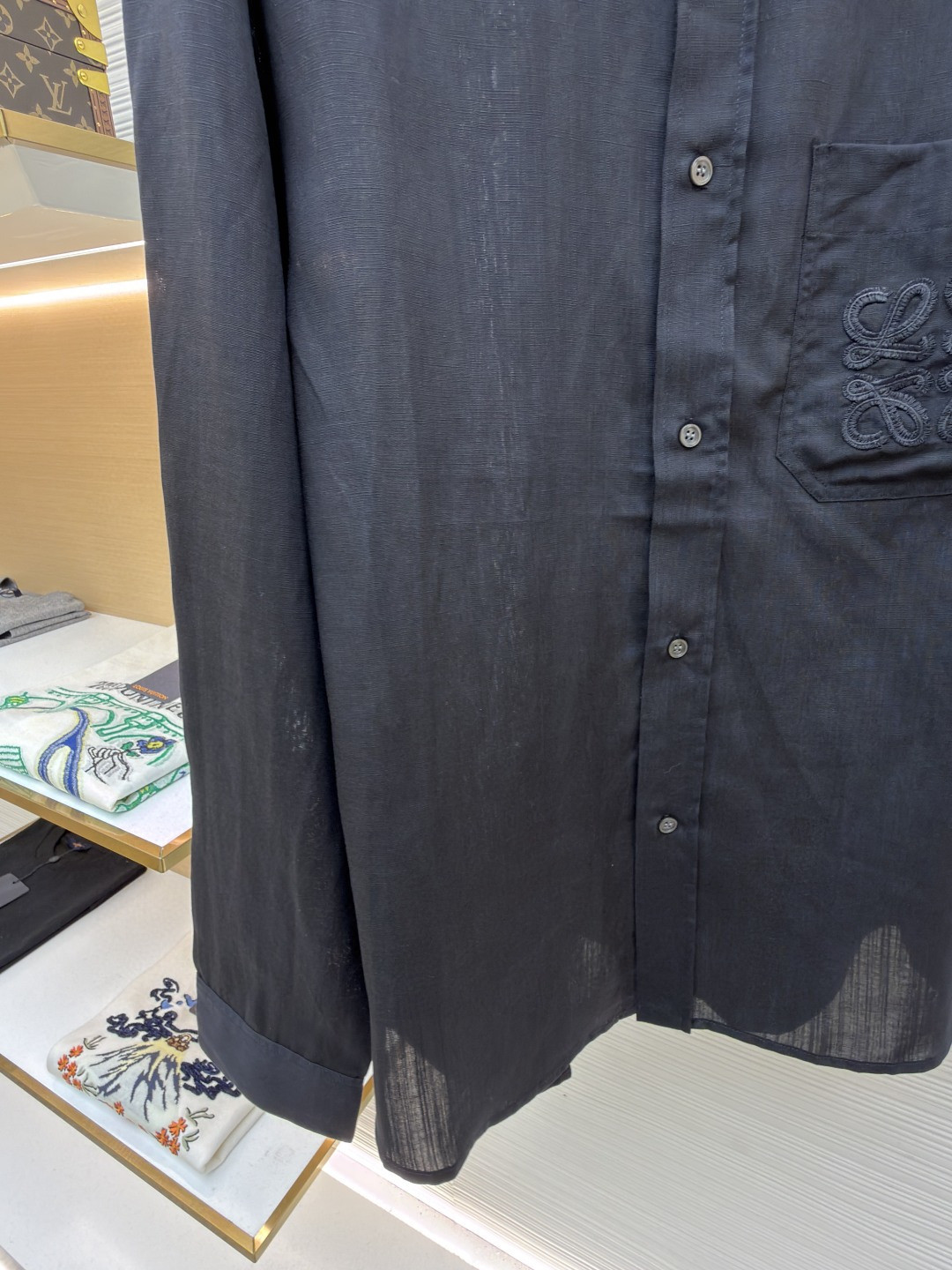 LOEWE 罗意威 绣花亚麻长袖衬衫 外套 黑色 B0 H616Y05X72-1100