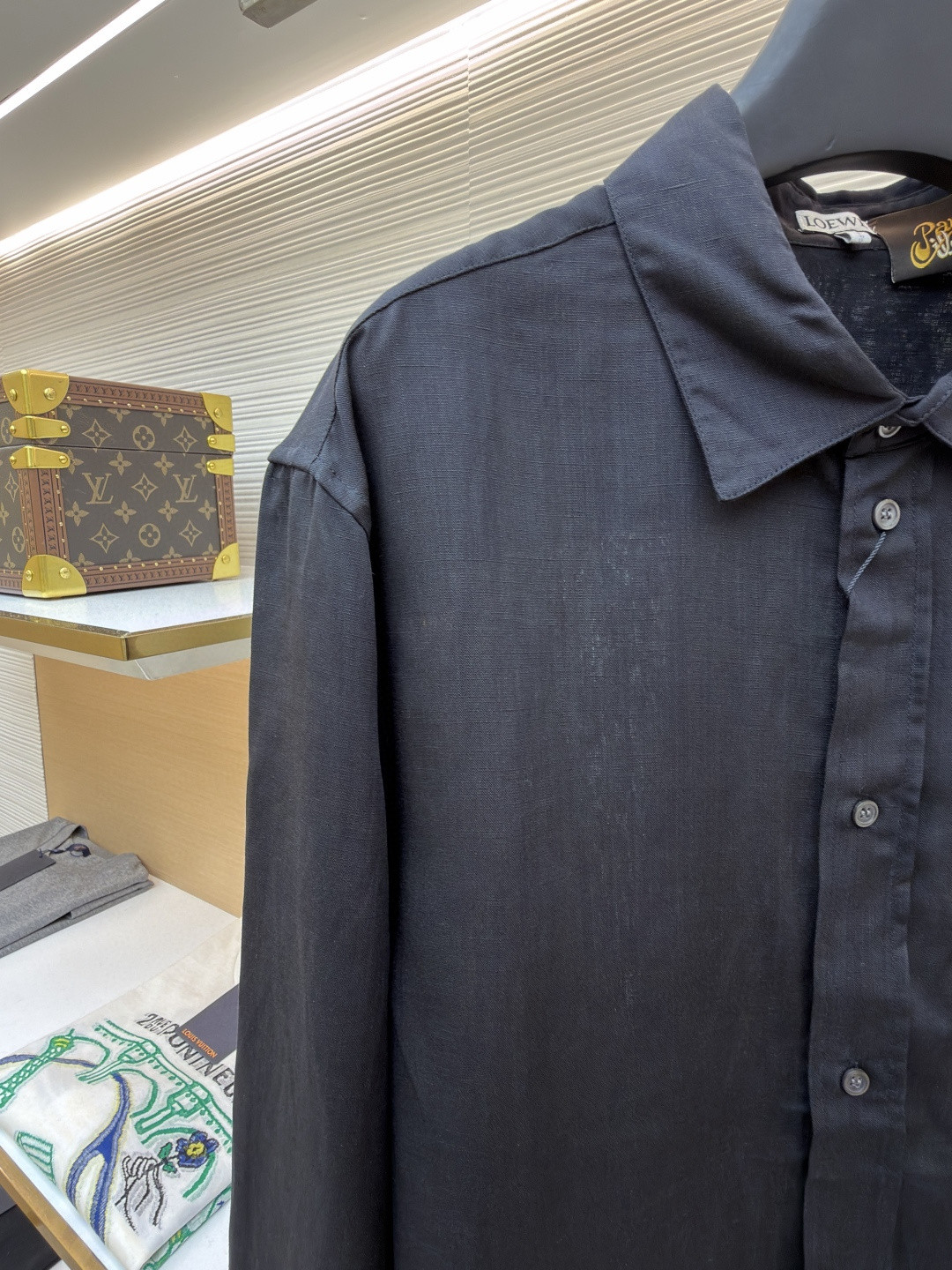 LOEWE 罗意威 绣花亚麻长袖衬衫 外套 黑色 B0 H616Y05X72-1100