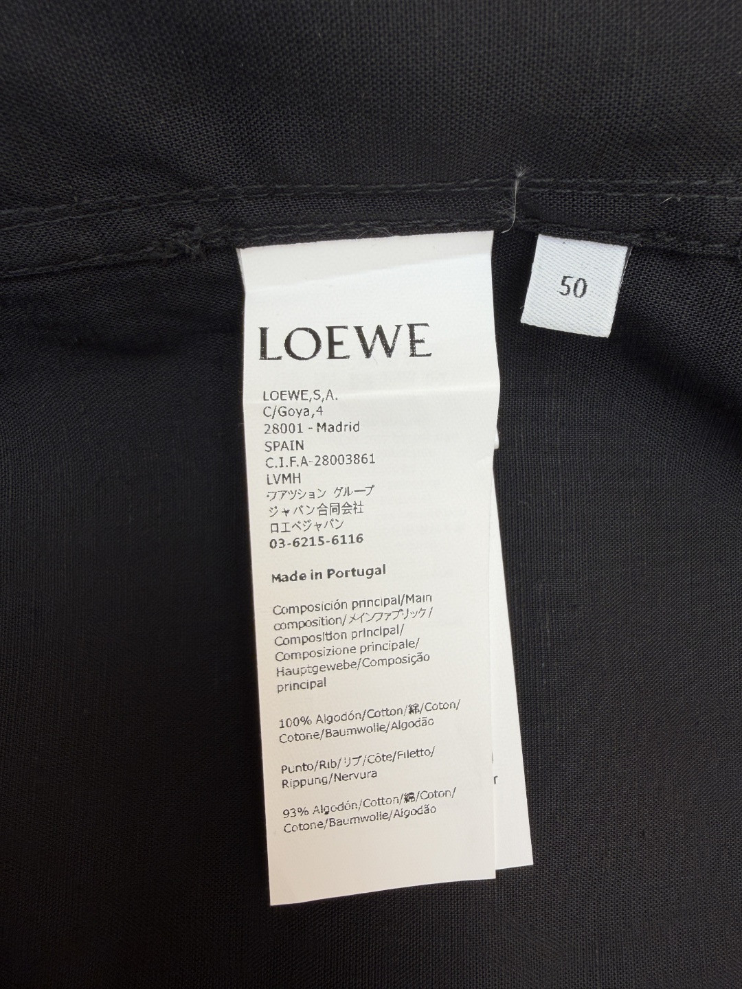 Loewe 罗意威 绣花亚麻短袖衬衫 外套 夏季 黑色 A5 H616Y05X73-1100