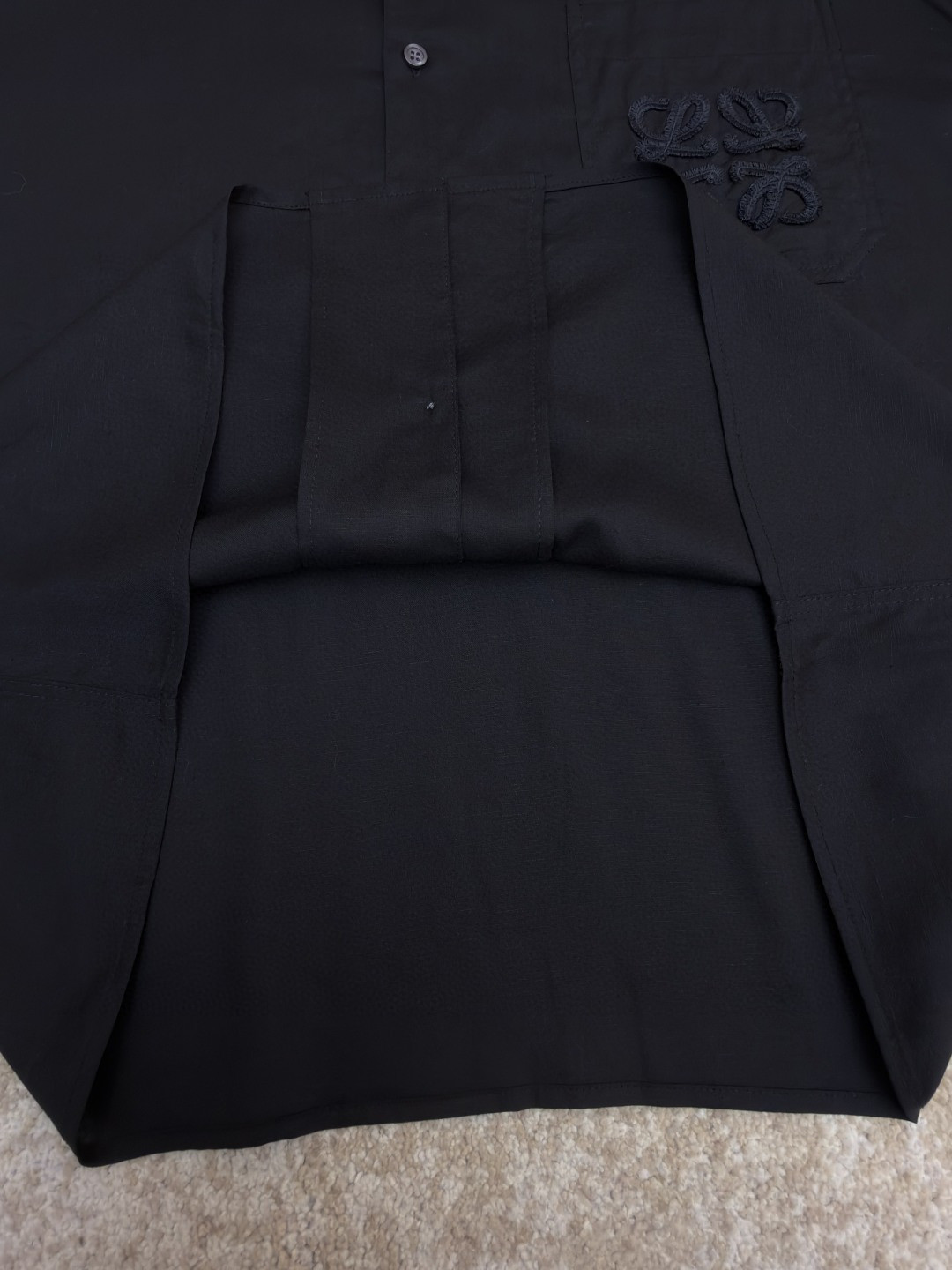 Loewe 罗意威 绣花亚麻短袖衬衫 外套 夏季 黑色 A5 H616Y05X73-1100