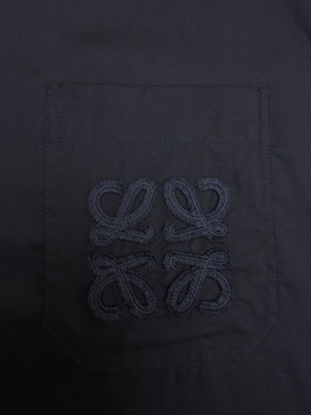 Loewe 罗意威 绣花亚麻短袖衬衫 外套 夏季 黑色 A5 H616Y05X73-1100