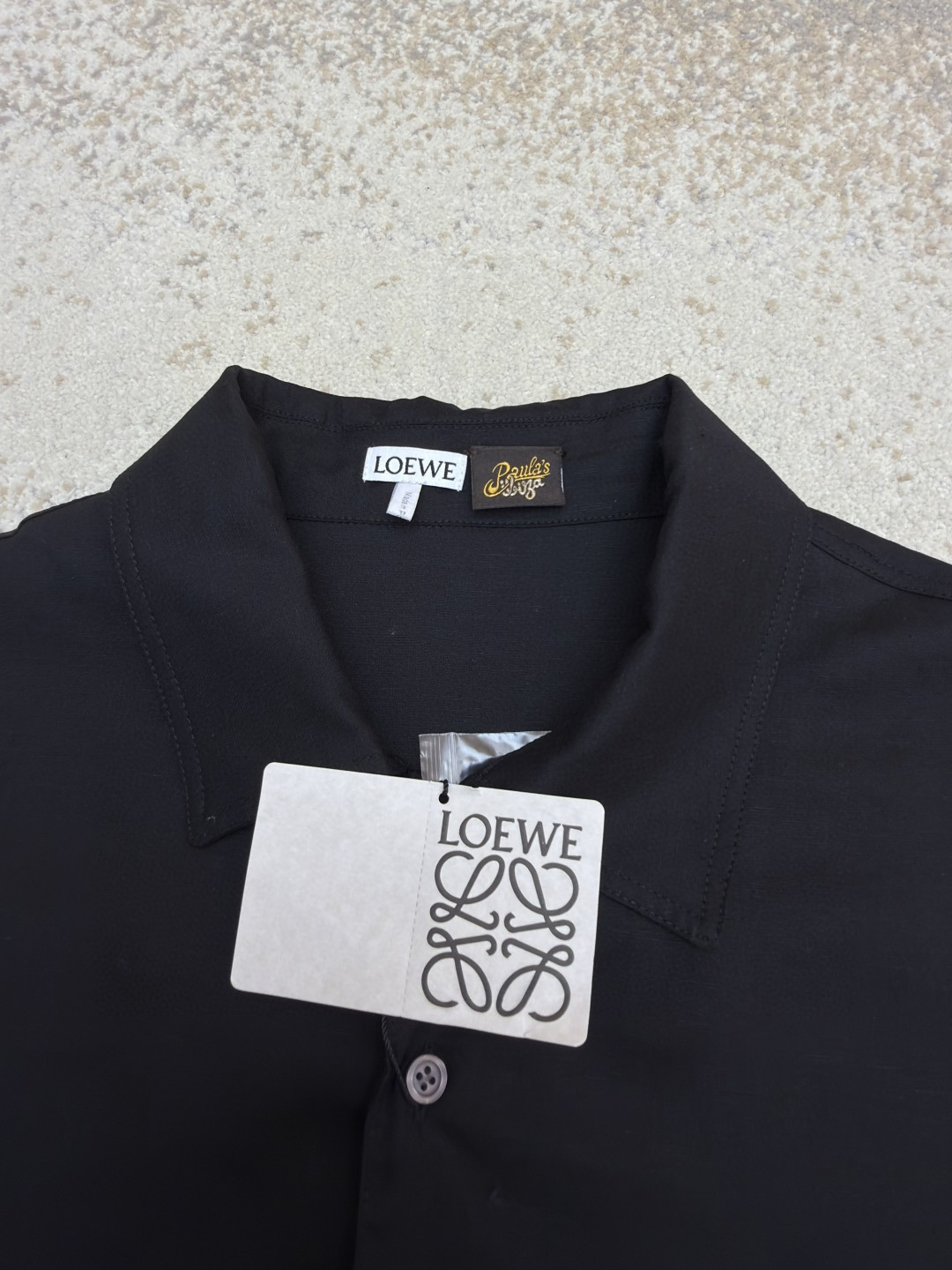 Loewe 罗意威 绣花亚麻短袖衬衫 外套 夏季 黑色 A5 H616Y05X73-1100