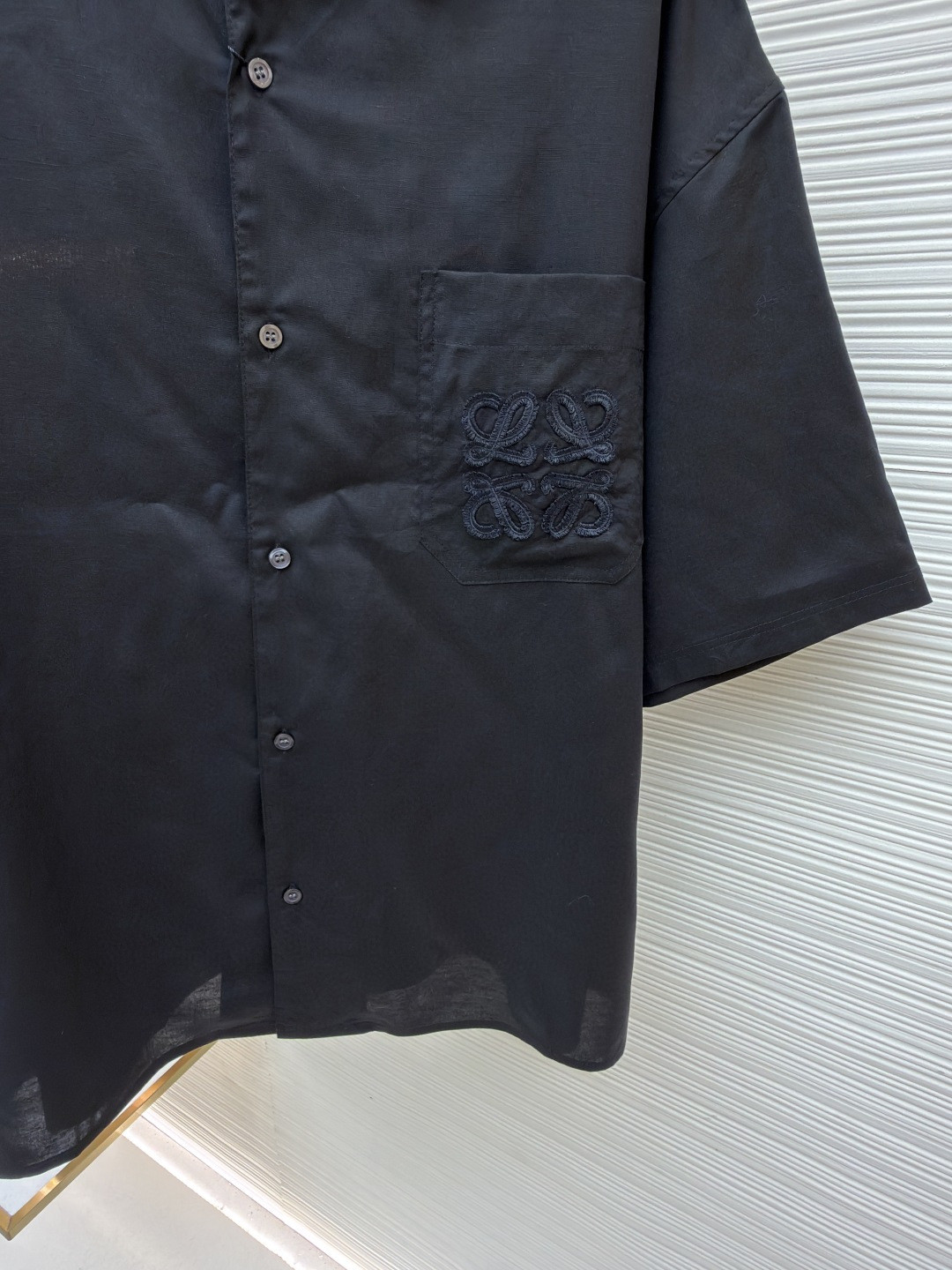 Loewe 罗意威 绣花亚麻短袖衬衫 外套 夏季 黑色 A5 H616Y05X73-1100