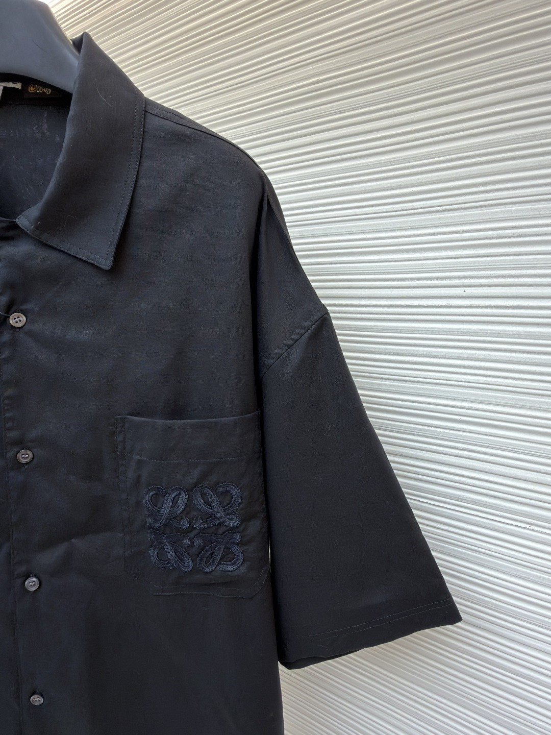 Loewe 罗意威 绣花亚麻短袖衬衫 外套 夏季 黑色 A5 H616Y05X73-1100