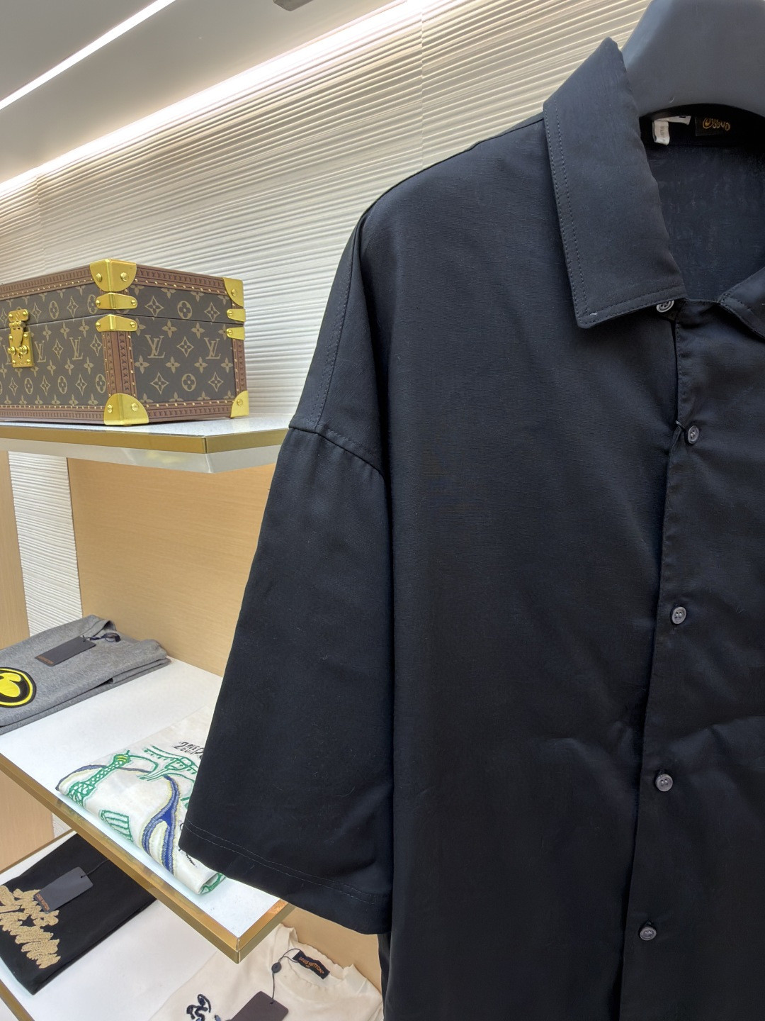 Loewe 罗意威 绣花亚麻短袖衬衫 外套 夏季 黑色 A5 H616Y05X73-1100