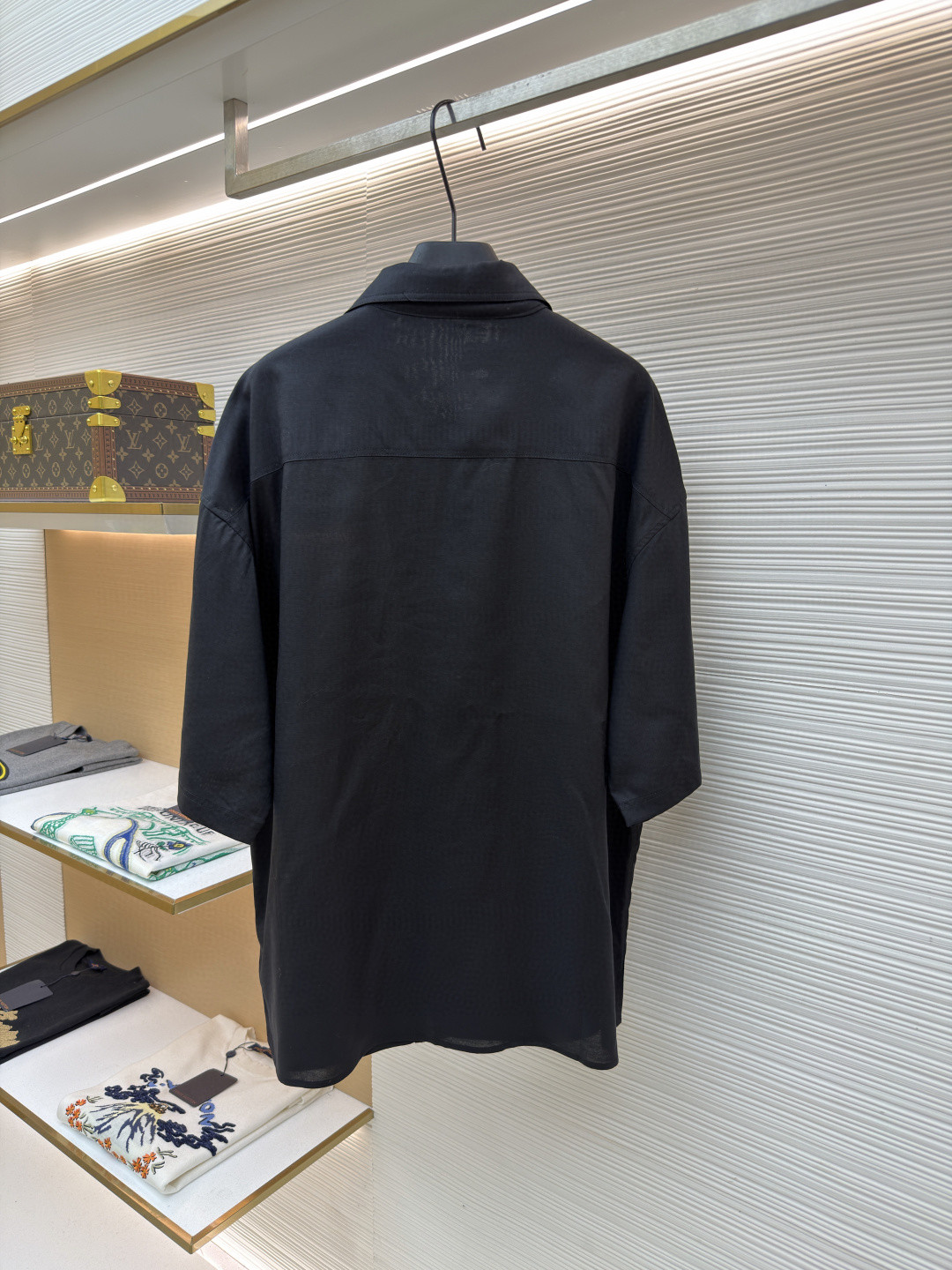 Loewe 罗意威 绣花亚麻短袖衬衫 外套 夏季 黑色 A5 H616Y05X73-1100