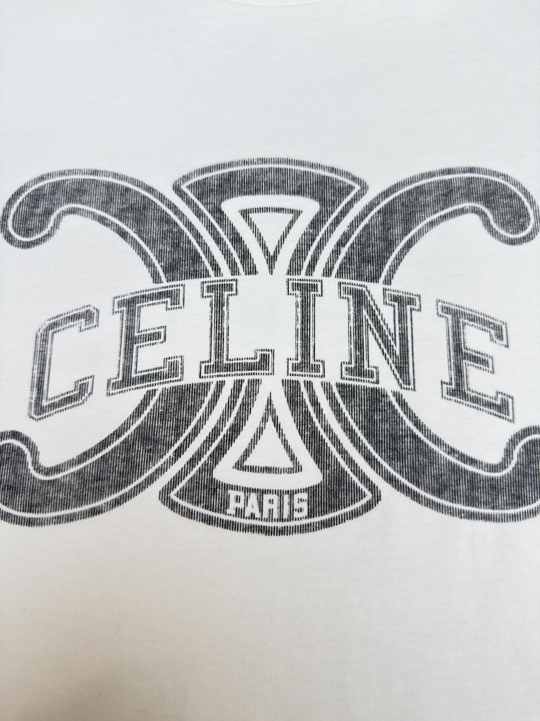 CELINE 赛琳 凯旋门字母印花 短袖 T恤 圆领 夏款 黑色 白色 A0 RX0BO671Q-38AW