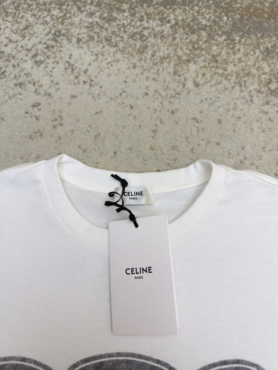 CELINE 赛琳 凯旋门字母印花 短袖 T恤 圆领 夏款 黑色 白色 A0 RX0BO671Q-38AW