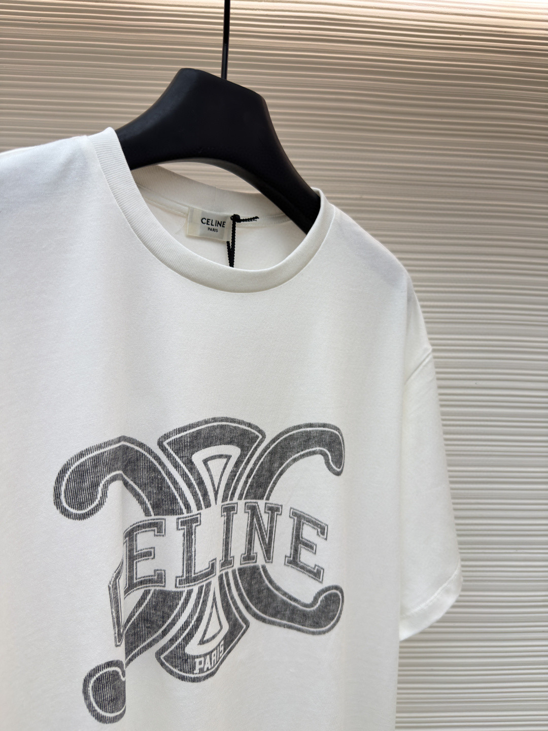 CELINE 赛琳 凯旋门字母印花 短袖 T恤 圆领 夏款 黑色 白色 A0 RX0BO671Q-38AW