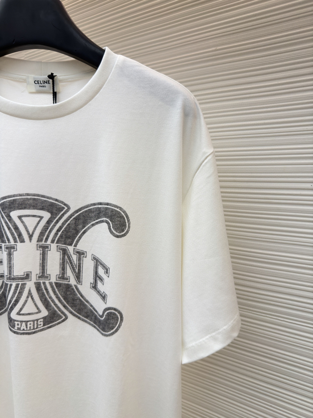 CELINE 赛琳 凯旋门字母印花 短袖 T恤 圆领 夏款 黑色 白色 A0 RX0BO671Q-38AW