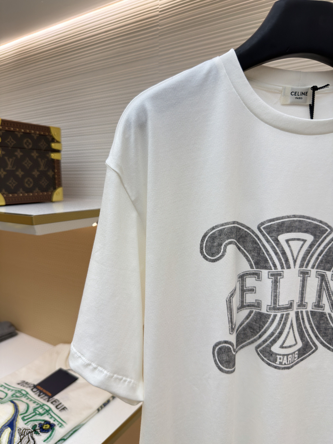 CELINE 赛琳 凯旋门字母印花 短袖 T恤 圆领 夏款 黑色 白色 A0 RX0BO671Q-38AW