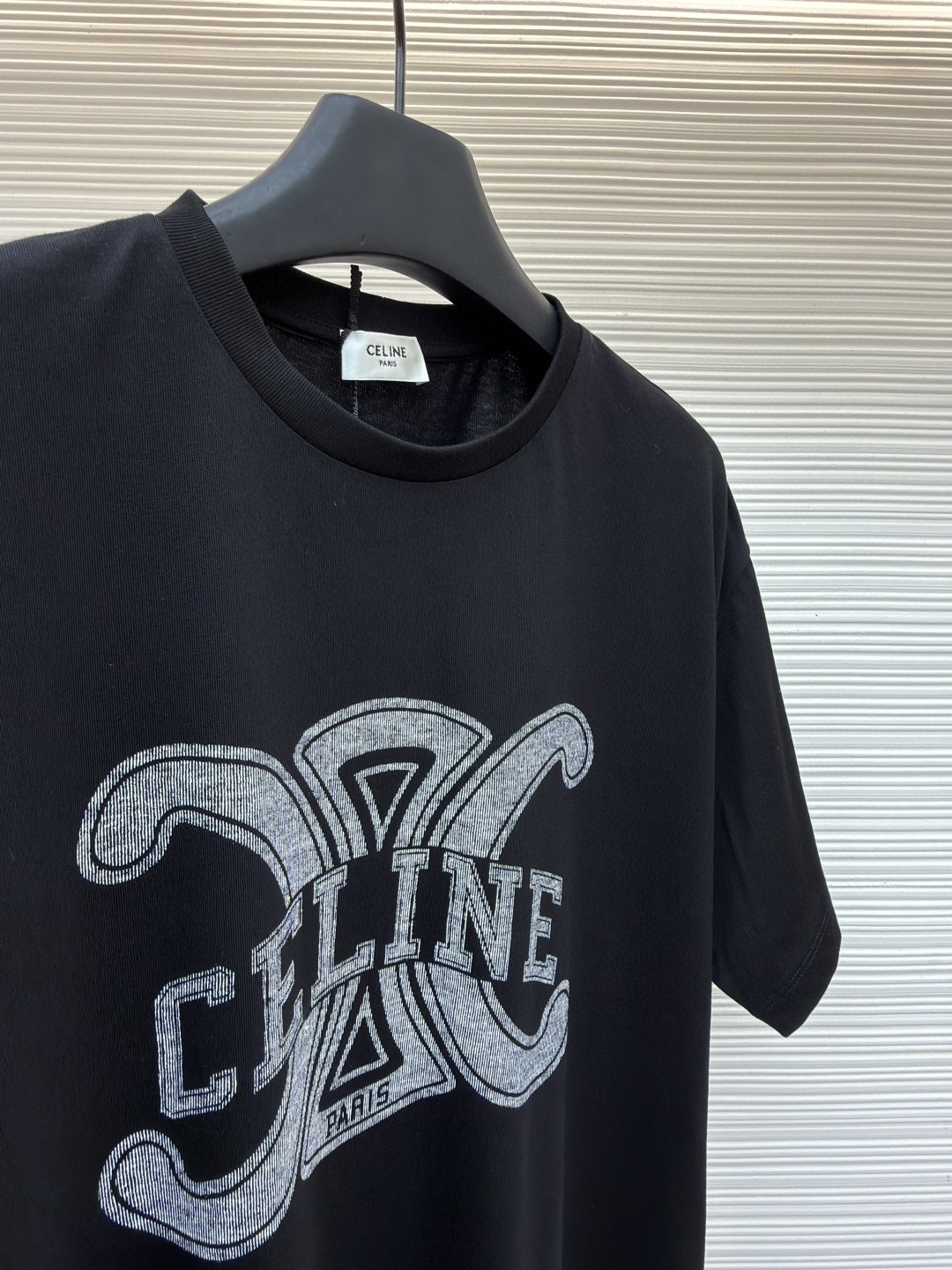 CELINE 赛琳 凯旋门字母印花 短袖 T恤 圆领 夏款 黑色 白色 A0 RX0BO671Q-38AW