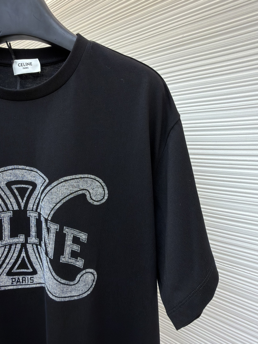CELINE 赛琳 凯旋门字母印花 短袖 T恤 圆领 夏款 黑色 白色 A0 RX0BO671Q-38AW