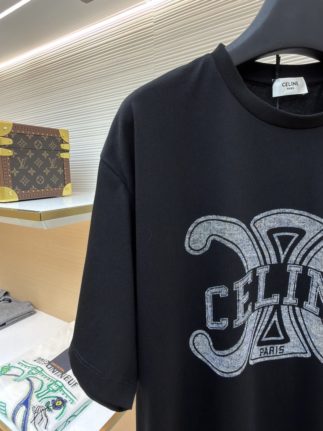 CELINE 赛琳 凯旋门字母印花 短袖 T恤 圆领 夏款 黑色 白色 A0 RX0BO671Q-38AW