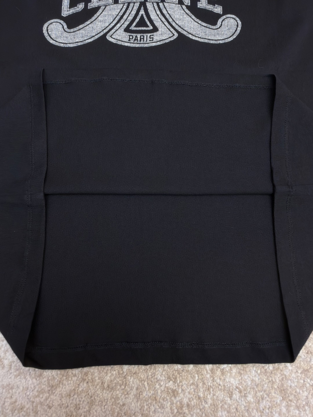 CELINE 字母印花圆领T恤 打底衫 长袖 黑色 A5