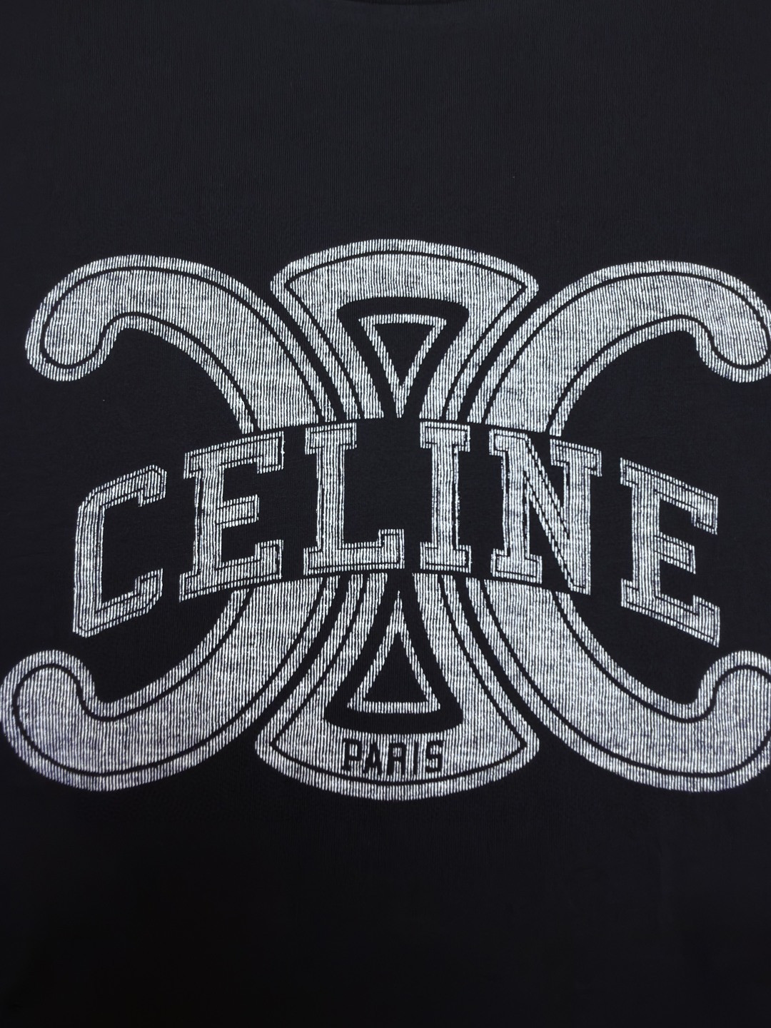CELINE 字母印花圆领T恤 打底衫 长袖 黑色 A5