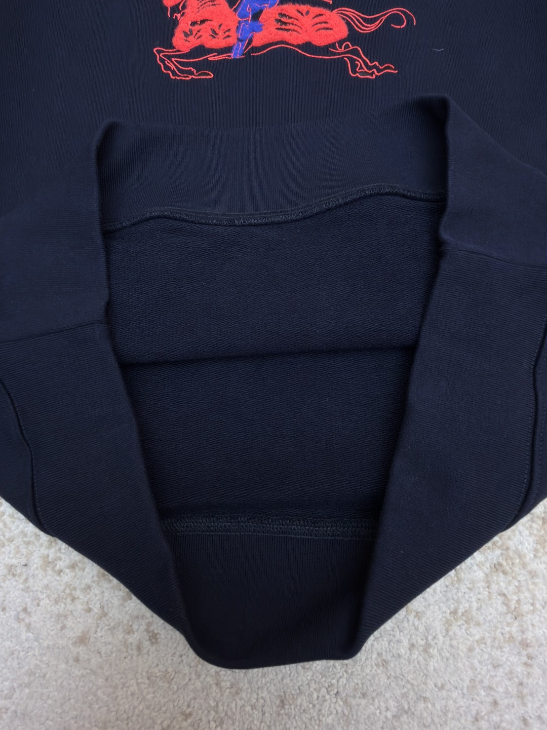 Burberry 巴宝莉 绒毛马刺绣连帽卫衣 长袖 外套 海军蓝 B0 81184101