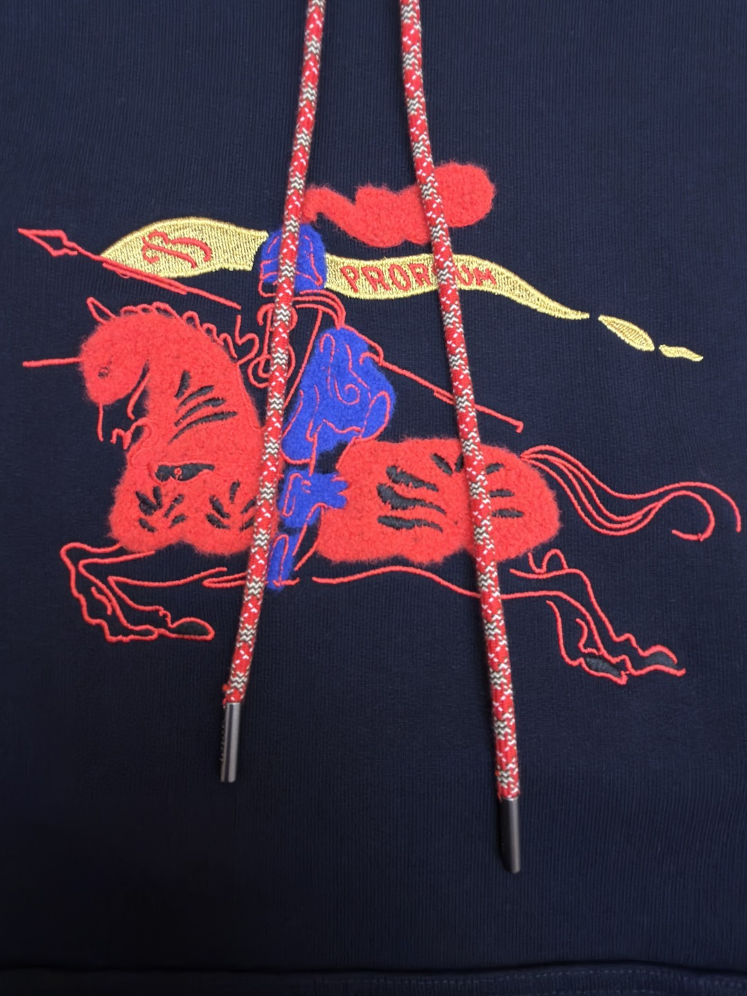 Burberry 巴宝莉 绒毛马刺绣连帽卫衣 长袖 外套 海军蓝 B0 81184101