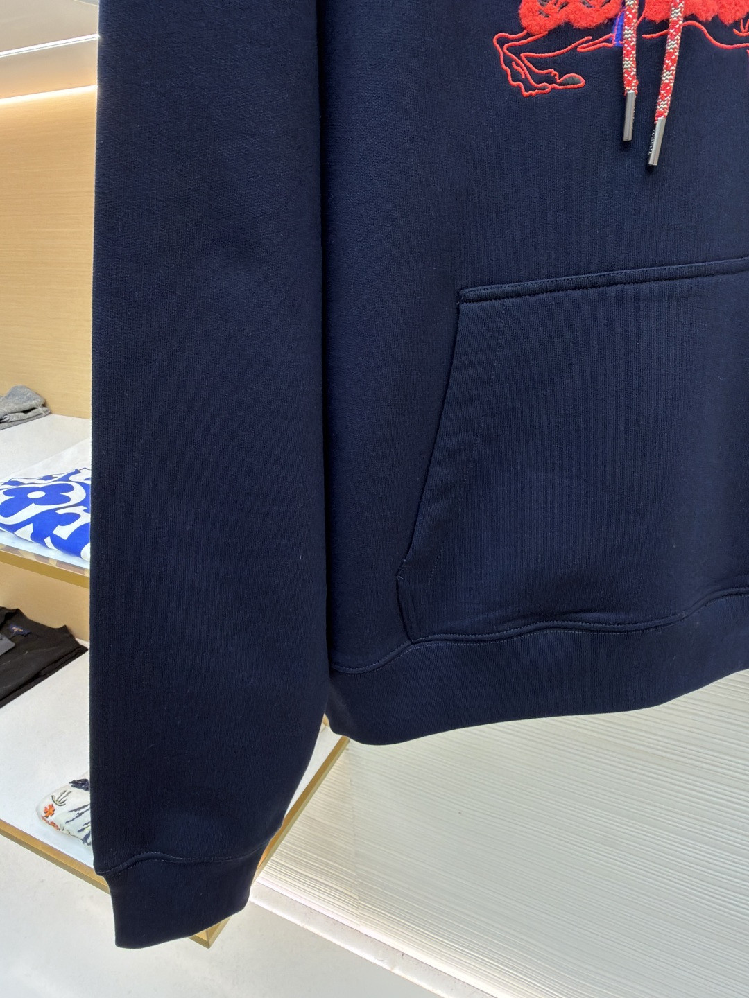 Burberry 巴宝莉 绒毛马刺绣连帽卫衣 长袖 外套 海军蓝 B0 81184101