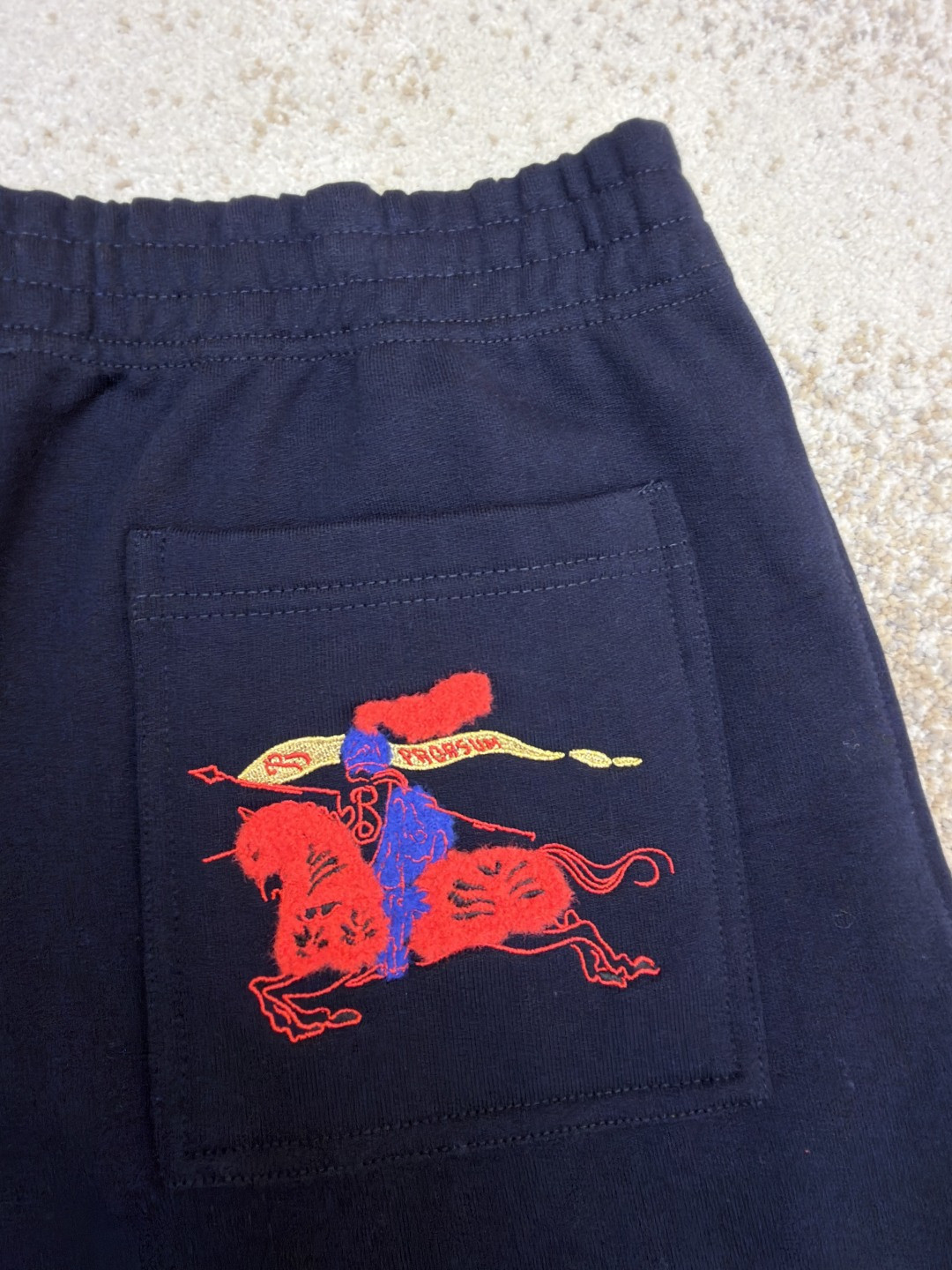 Burberry 巴宝莉 绒毛马刺绣松紧腰运动裤 休闲裤 裤子 长裤 海军蓝 B0 81184161