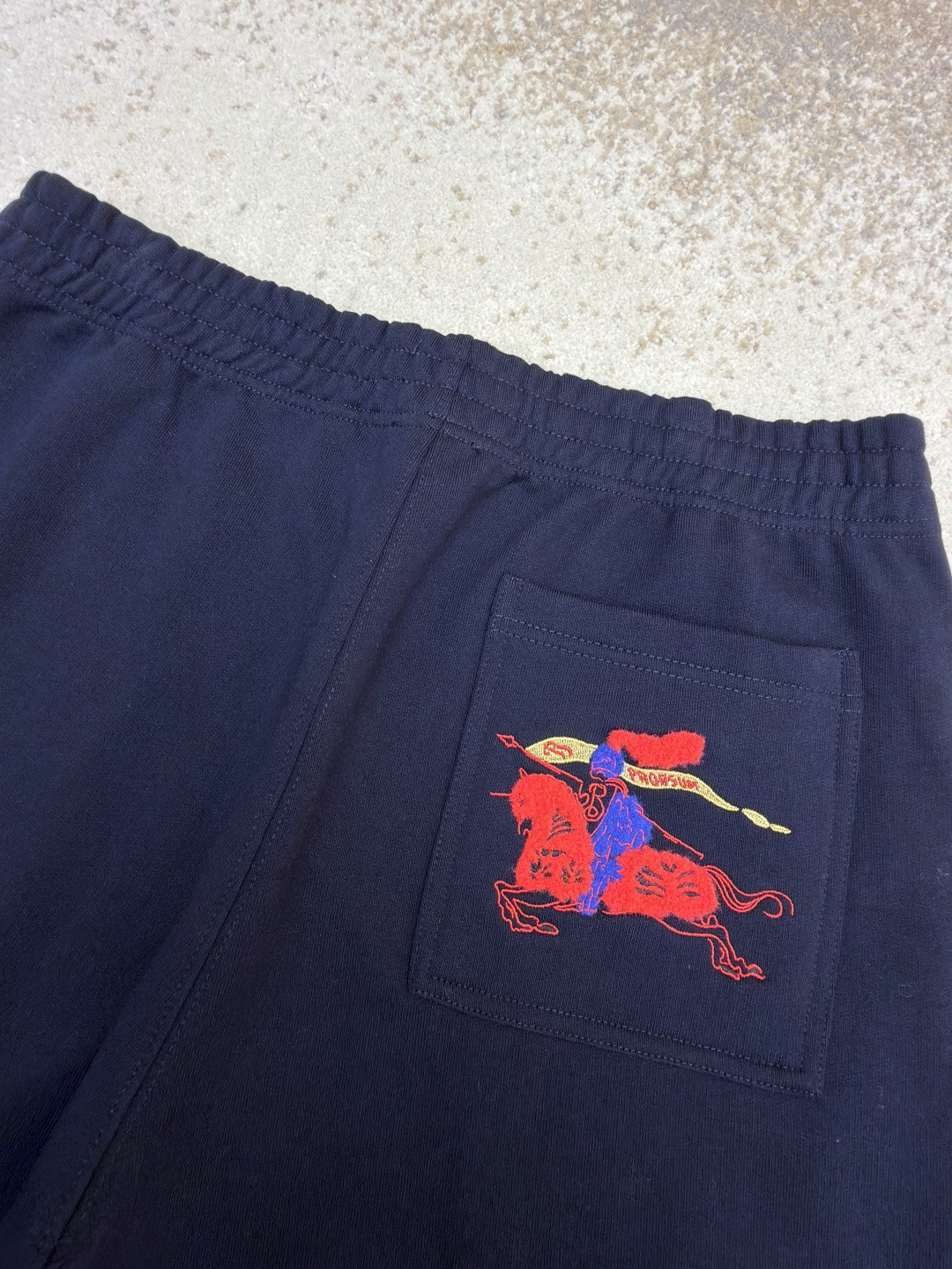 Burberry 巴宝莉 绒毛马刺绣松紧腰运动裤 休闲裤 裤子 长裤 海军蓝 B0 81184161