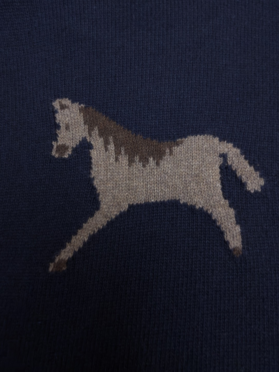 THOM BROWNE 后背小马图案拉链连帽针织衫 毛衣 外套 长袖 海军蓝 B0 MKT024A-Y1029-415