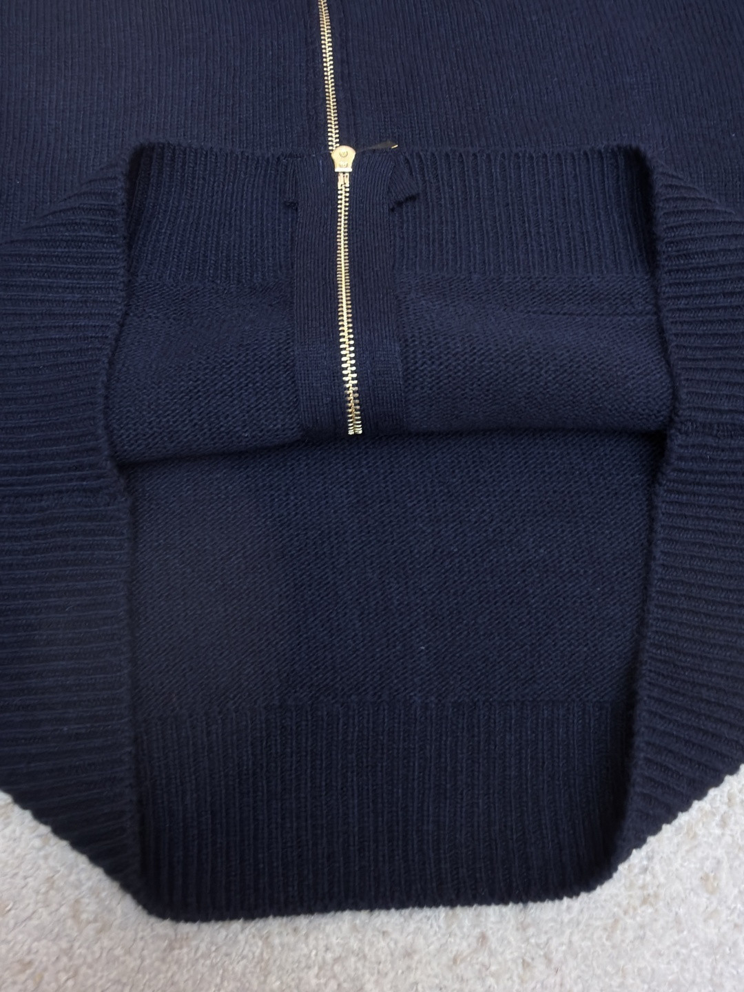 THOM BROWNE 后背小马图案拉链连帽针织衫 毛衣 外套 长袖 海军蓝 B0 MKT024A-Y1029-415