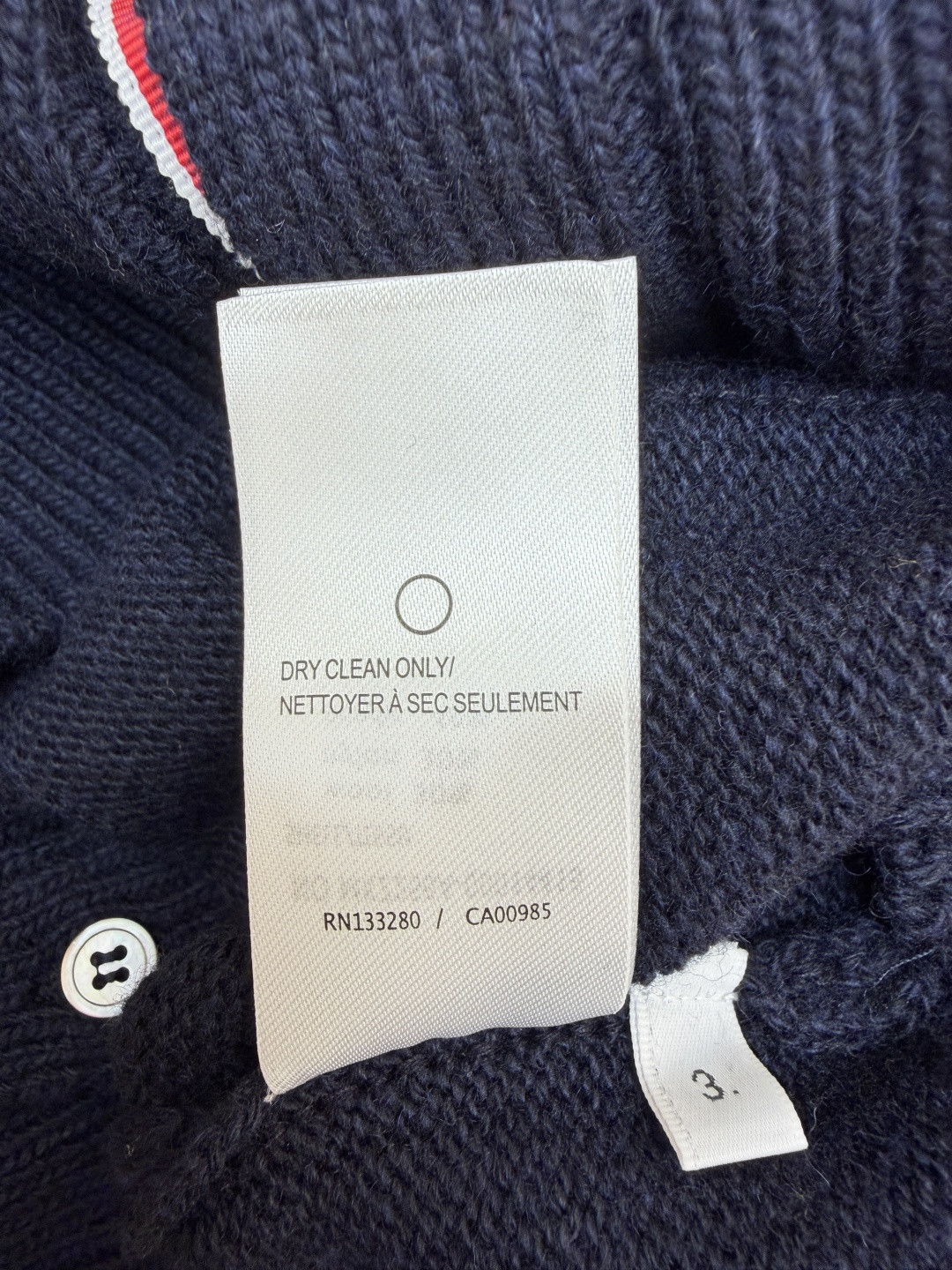 THOM BROWNE 后背小马图案V领开衫 针织衫 毛衣 外套 长袖 海军蓝 B0 MKC624A-Y1029-415