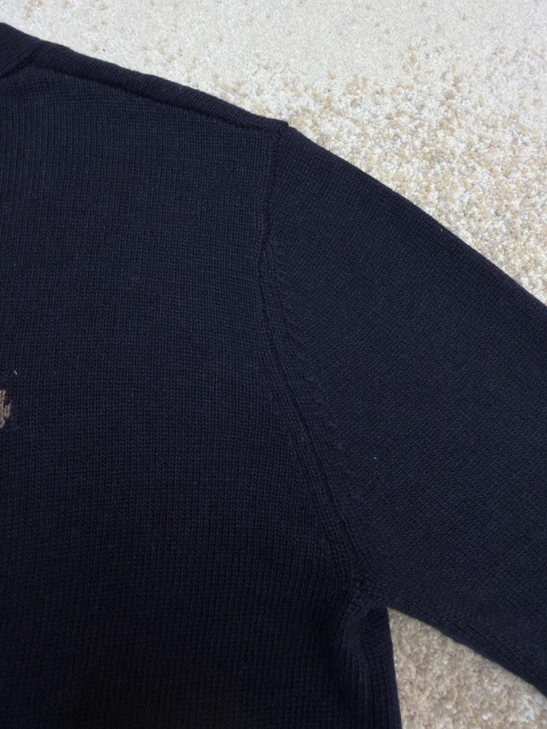 THOM BROWNE 后背小马图案V领开衫 针织衫 毛衣 外套 长袖 海军蓝 B0 MKC624A-Y1029-415