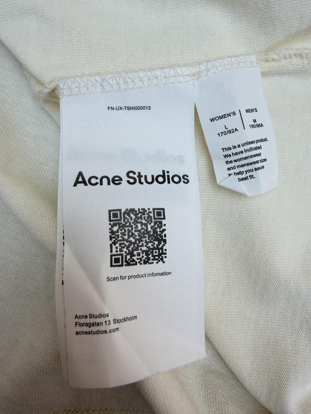 Acne Studios 假两件蕾丝细节图案圆领T恤 打底衫 长袖 米白色 A5 AL0496-AEG