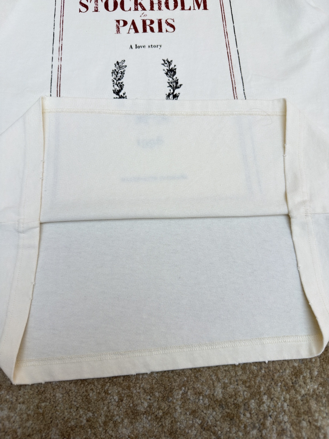 Acne Studios 假两件蕾丝细节图案圆领T恤 打底衫 长袖 米白色 A5 AL0496-AEG