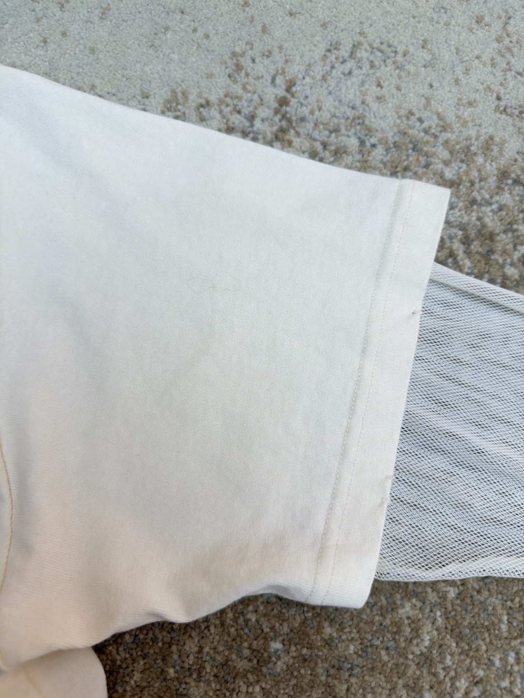 Acne Studios 假两件蕾丝细节图案圆领T恤 打底衫 长袖 米白色 A5 AL0496-AEG