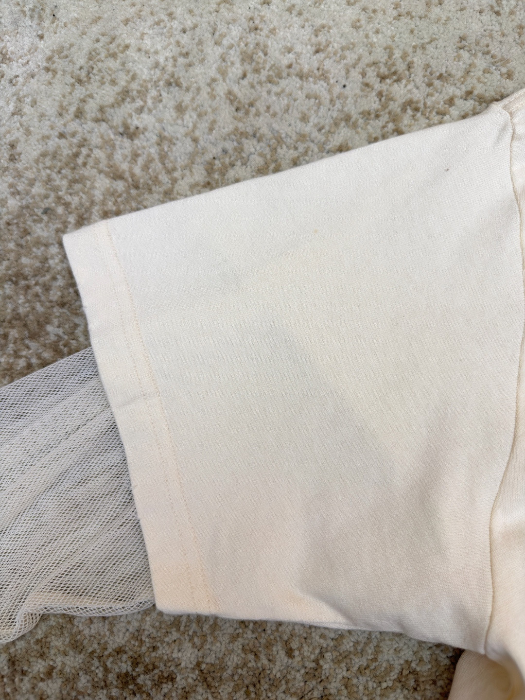 Acne Studios 假两件蕾丝细节图案圆领T恤 打底衫 长袖 米白色 A5 AL0496-AEG