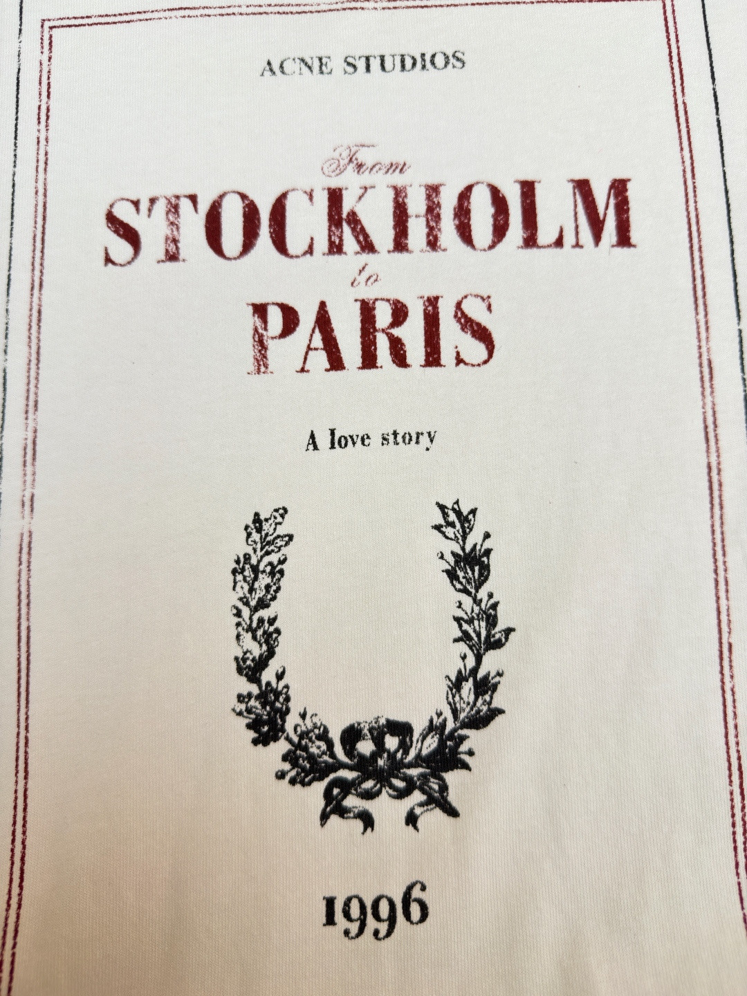 Acne Studios 假两件蕾丝细节图案圆领T恤 打底衫 长袖 米白色 A5 AL0496-AEG