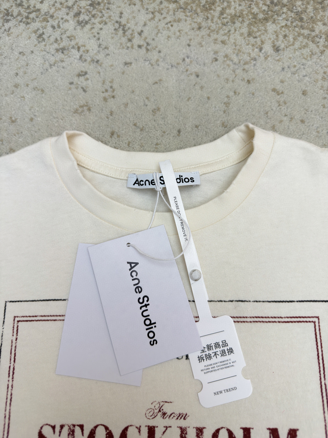 Acne Studios 假两件蕾丝细节图案圆领T恤 打底衫 长袖 米白色 A5 AL0496-AEG