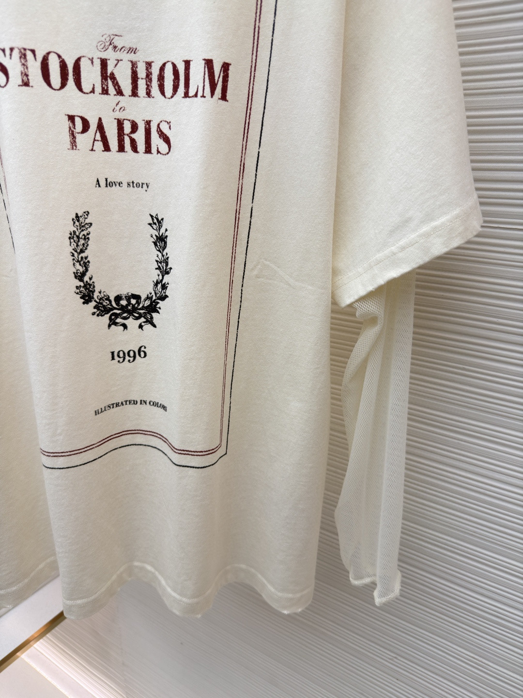 Acne Studios 假两件蕾丝细节图案圆领T恤 打底衫 长袖 米白色 A5 AL0496-AEG