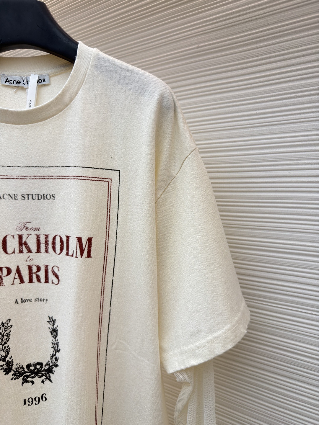 Acne Studios 假两件蕾丝细节图案圆领T恤 打底衫 长袖 米白色 A5 AL0496-AEG