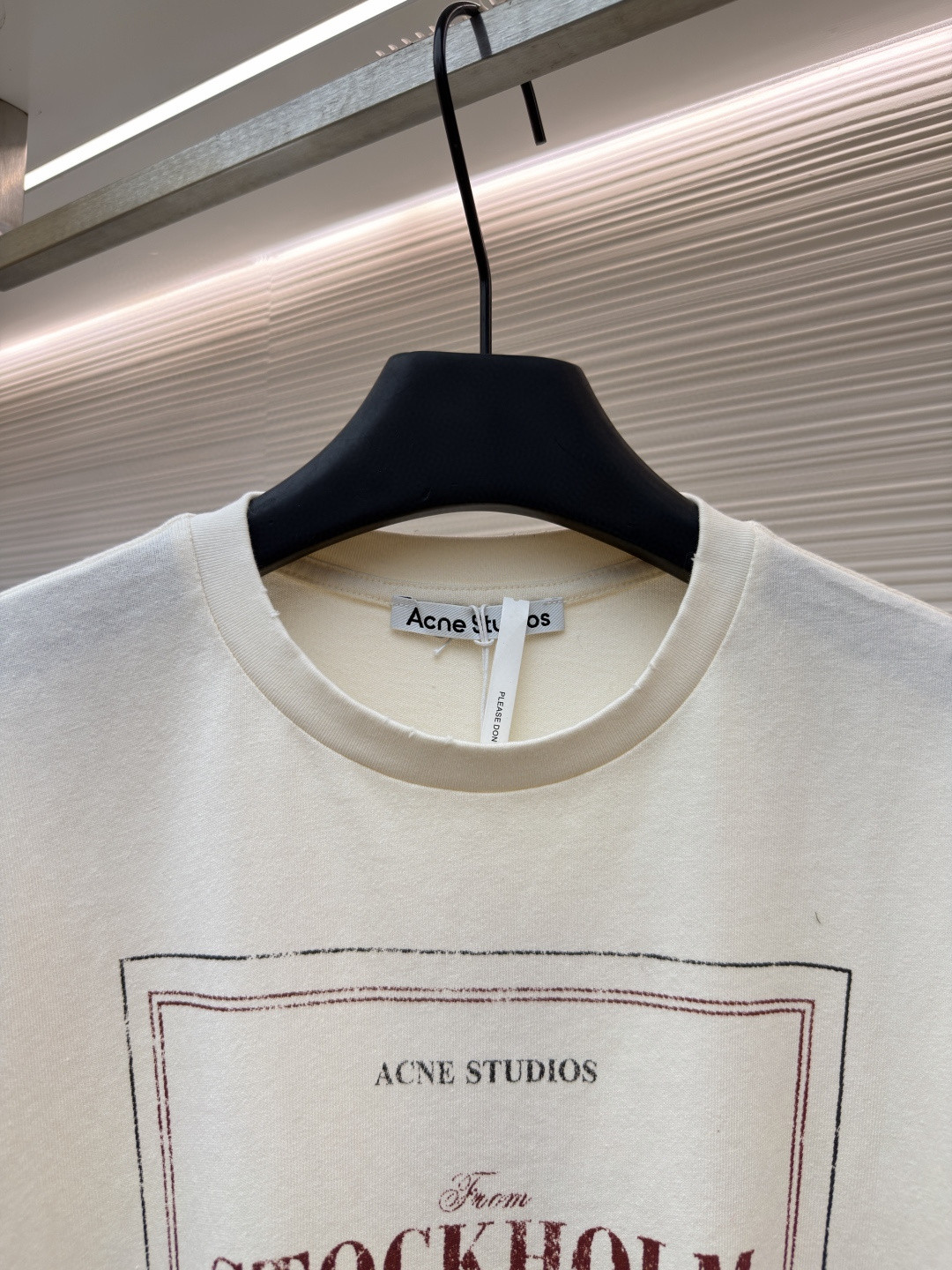 Acne Studios 假两件蕾丝细节图案圆领T恤 打底衫 长袖 米白色 A5 AL0496-AEG