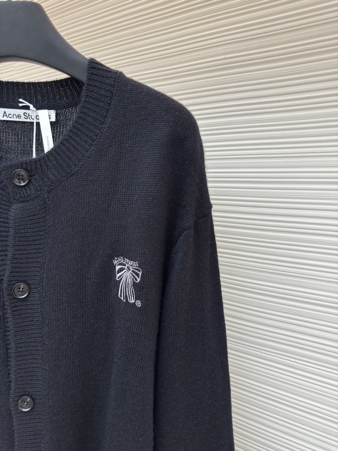 Acne Studios 蝴蝶结刺绣针织开衫 毛衣 针织衫 外套 长袖 黑色 B0 B60385-900