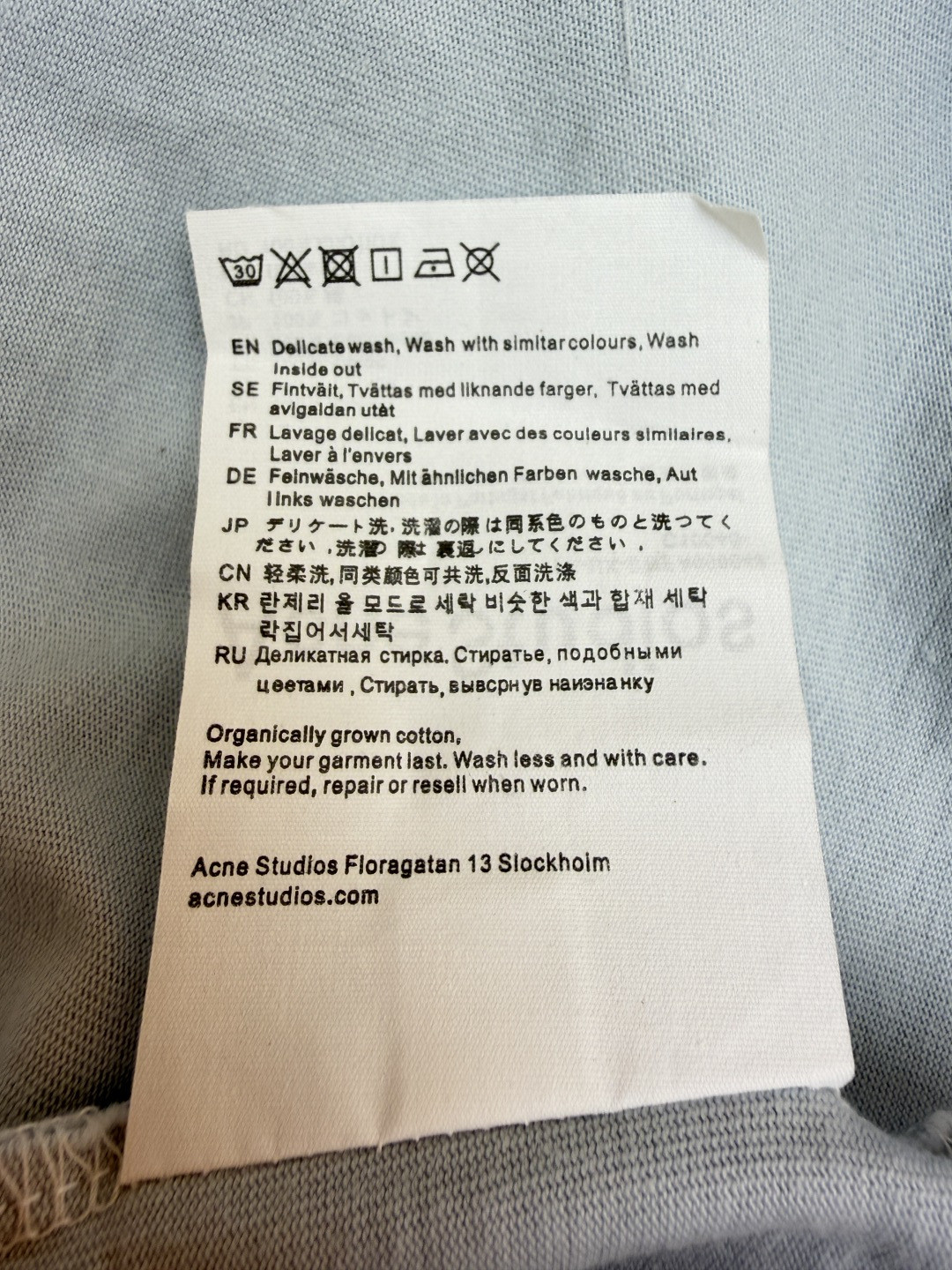 Acne Studios 钱币字母假两件圆领T恤 打底衫 长袖 浅灰色 A5 CL0322-AAB