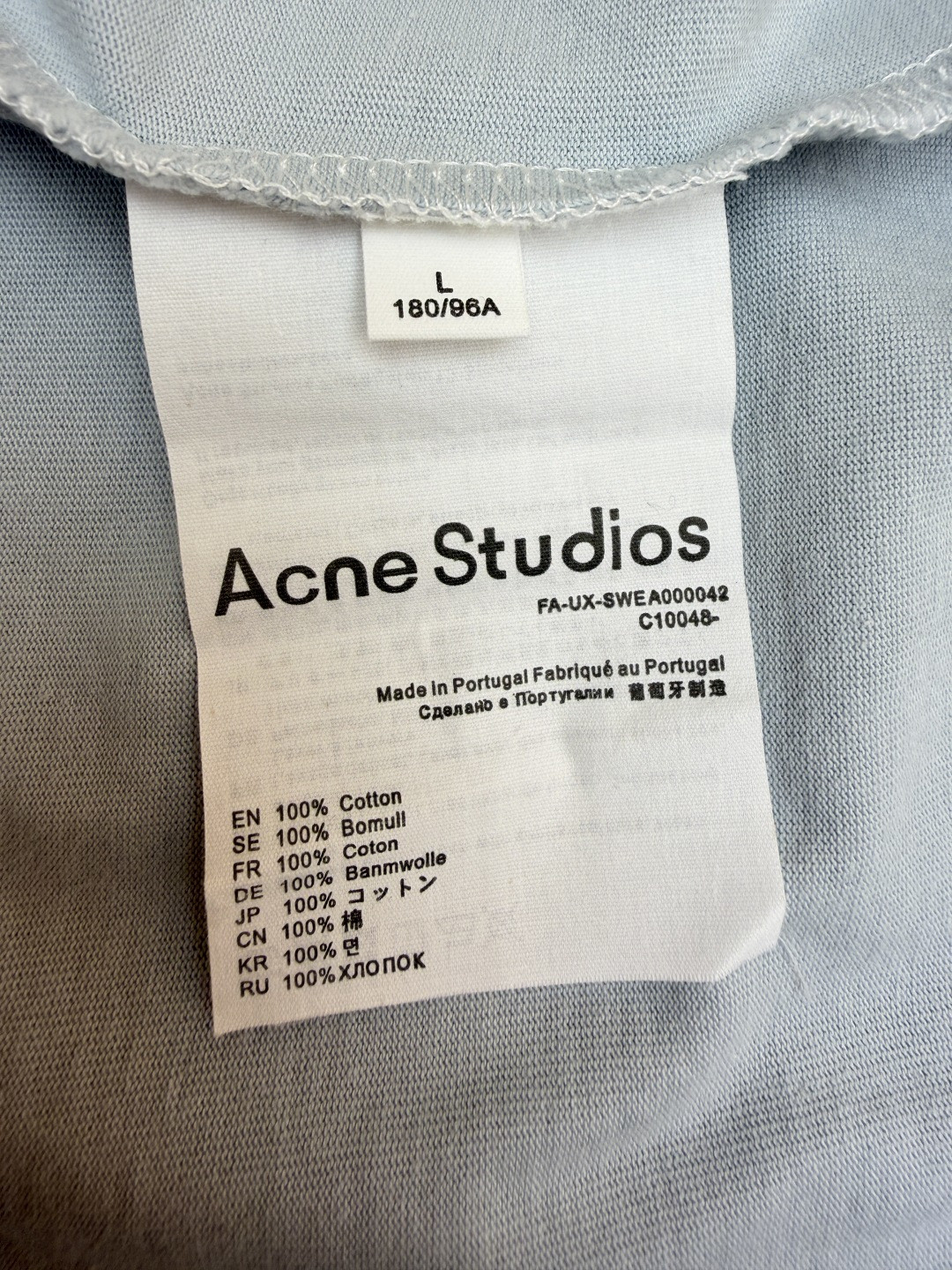 Acne Studios 钱币字母假两件圆领T恤 打底衫 长袖 浅灰色 A5 CL0322-AAB